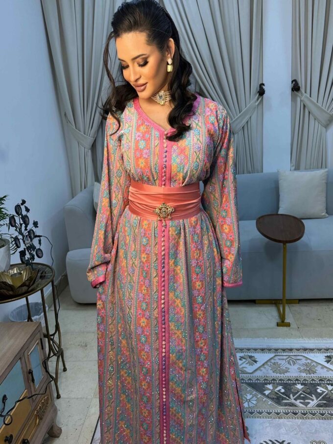 Moroccan Cashmere Caftan with stones - Image 5