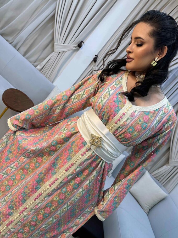 Moroccan Cashmere Caftan with stones - Image 4